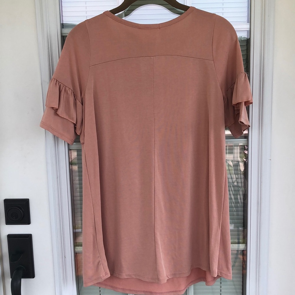 Jessakae Pink Ruffle Sleeve Top Small - Picture 4 of 4